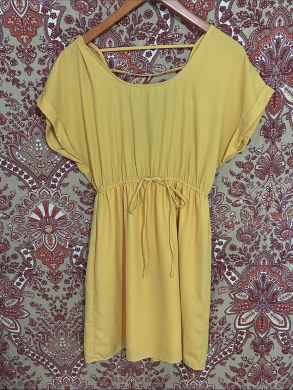 BEE STITCHED S yellow short sleeve mini dress